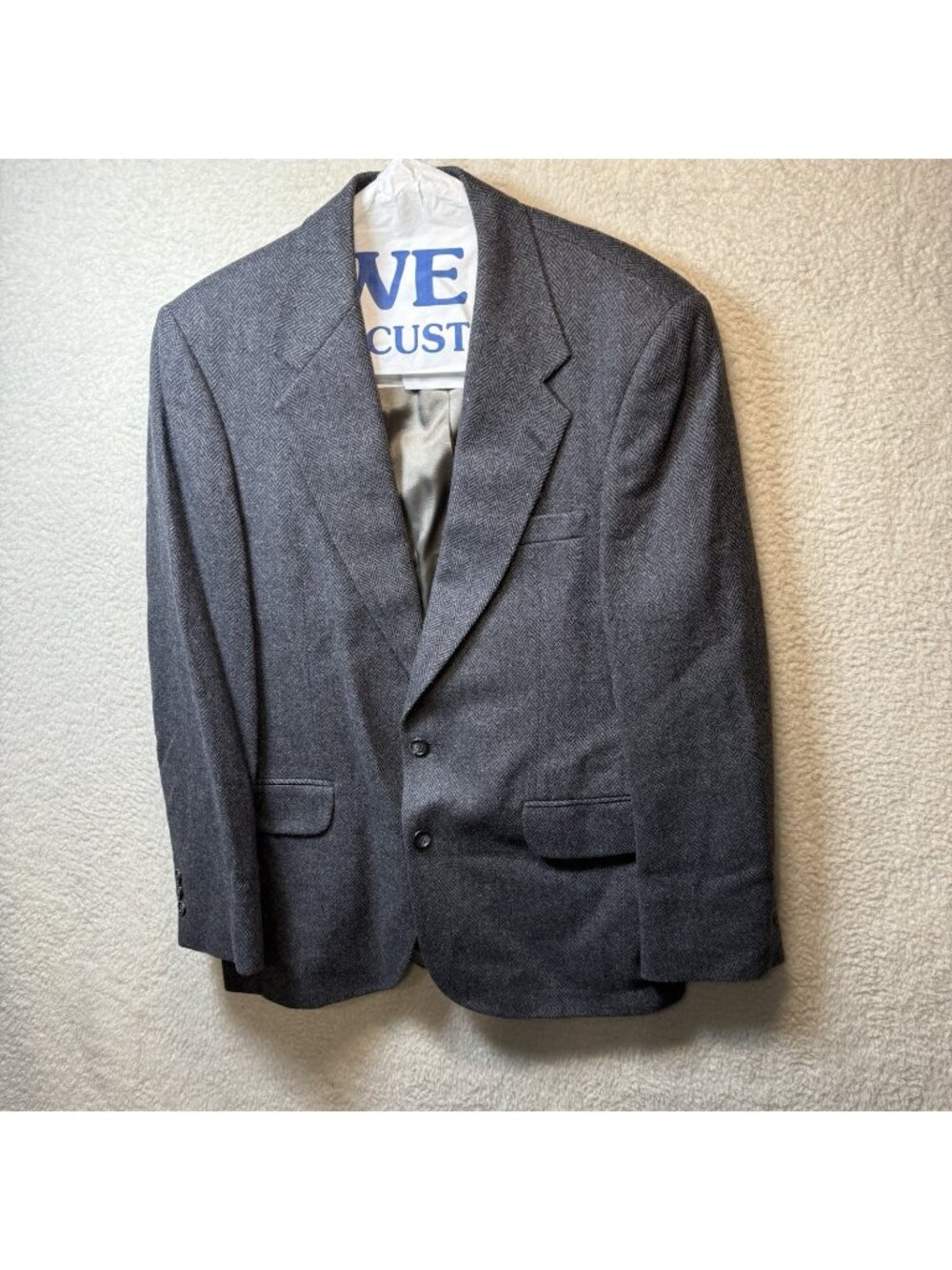 Vintage Cambridge Classic Blazer Men's 38 R Gray USA Herringbone Sports Coat